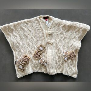 Gorgeous Girl’s Catimini Cream Knit Cardigan Sweater Poncho Sz 6